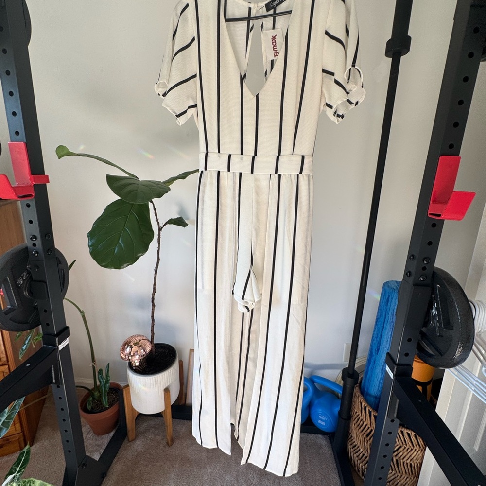 Striped Jumpsuit in Black and White